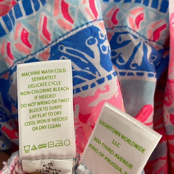 Lilly Pulitzer Katia Shorts Seasalt Blue Pink Shell We Dance Women's XS Rayon - Picture 7 of 8